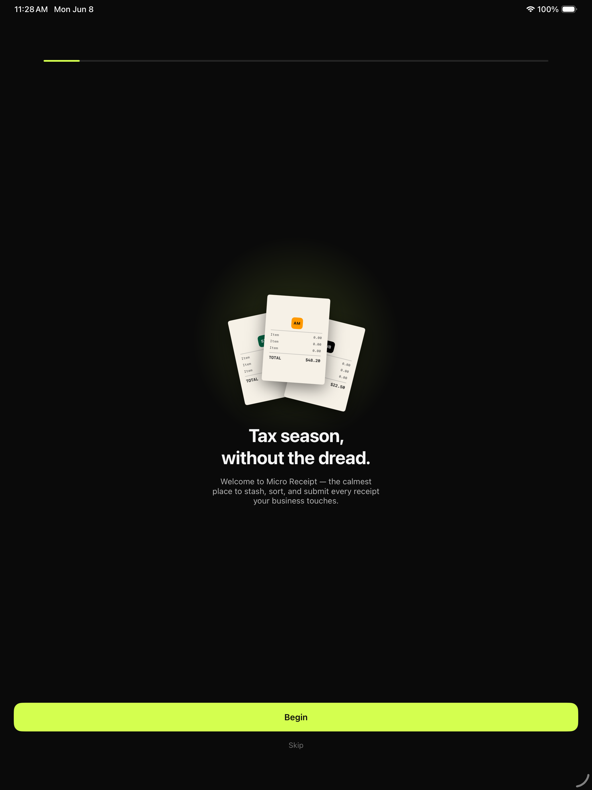 MicroReceipt on iPad