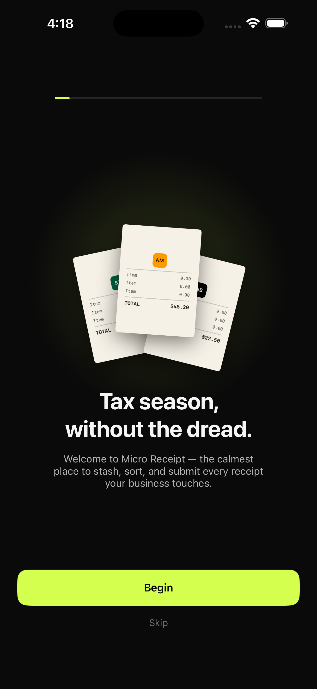 MicroReceipt on iPhone